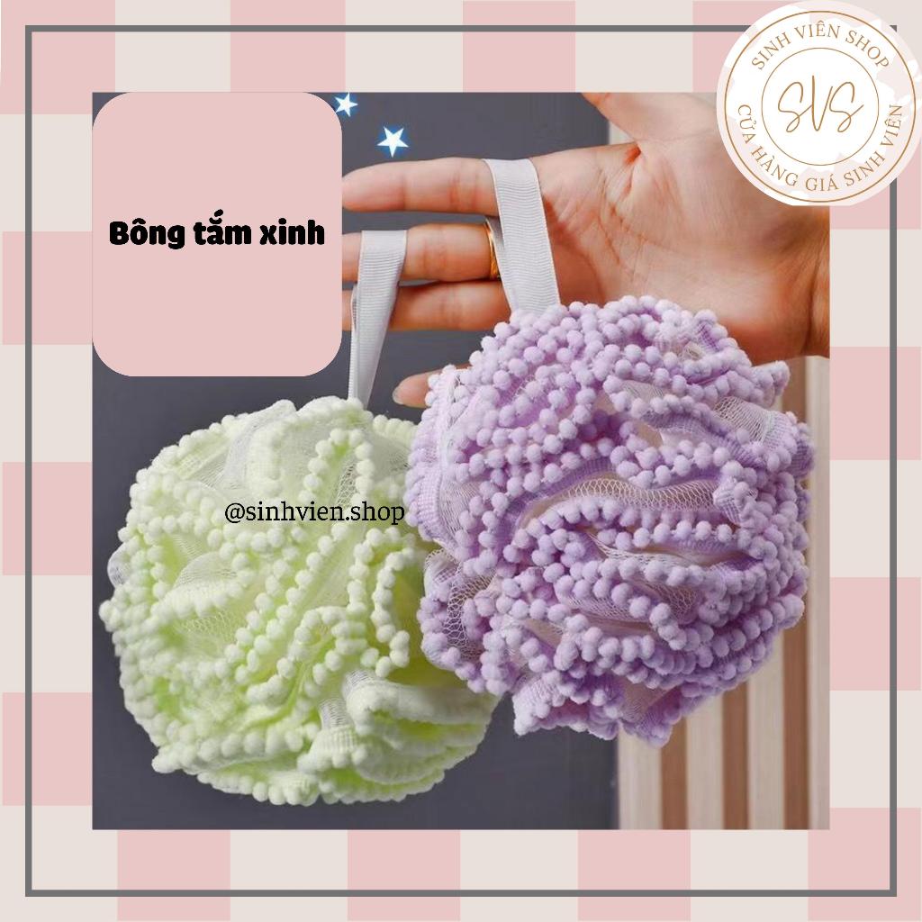 Bông tắm tạo bọt tẩy da chết viền xốp bông mềm gam màu pastel