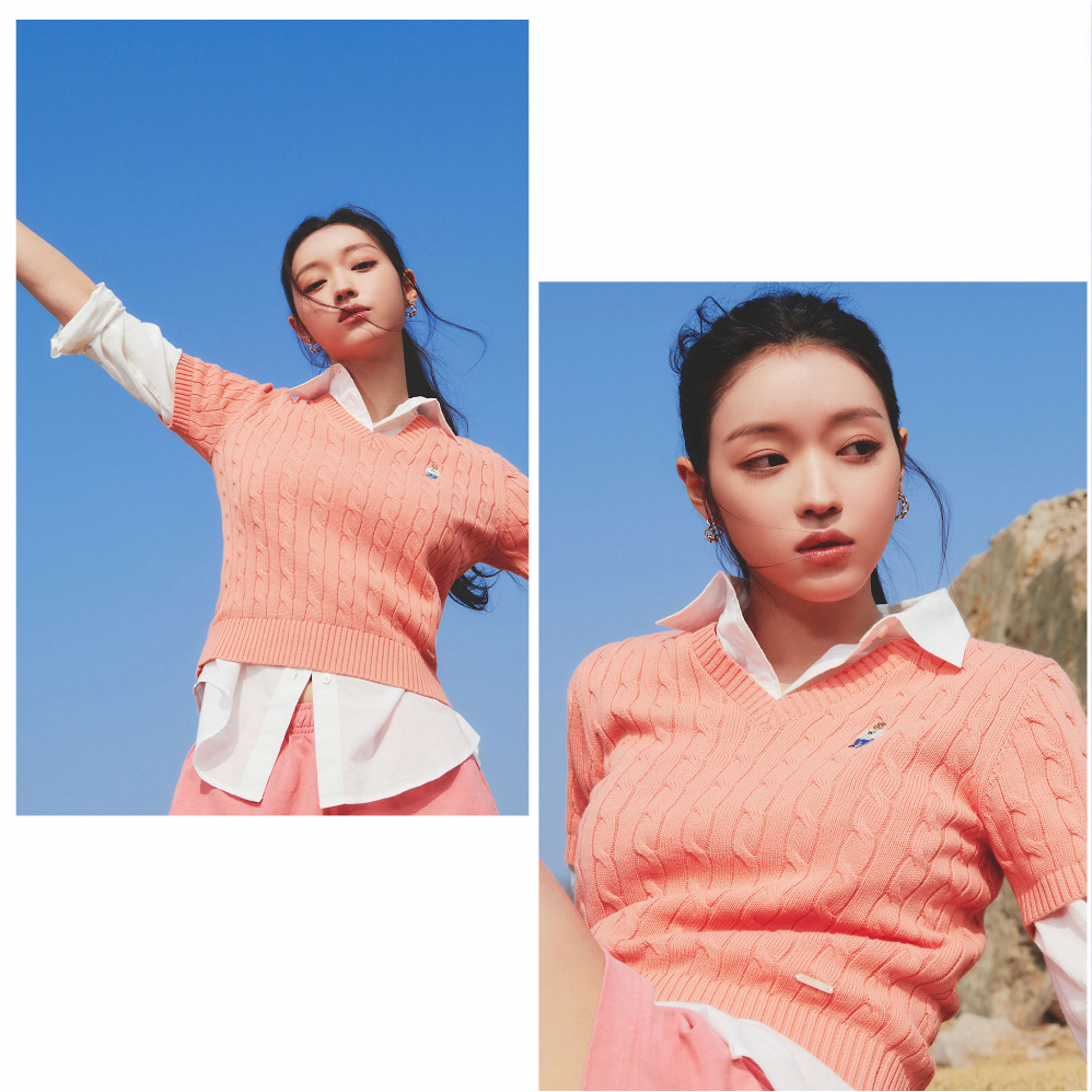 Áo len Sweater Crop V-Neck WHO.A.U Steve Cable