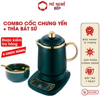 Cốc chưng yến điện 500ml, 600ml, 800ml Thố chưng yến Cốc hầm điện đa năng bằng sứ màu xanh và đế điện Tiếng Việt