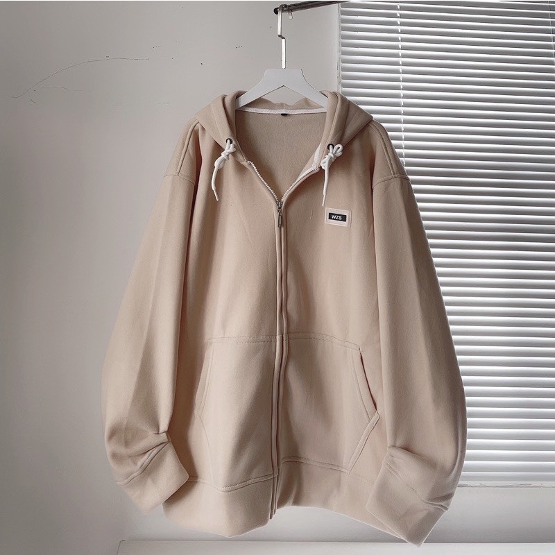 Áo khoác nỉ hoodie dáng rộng unisex nam nữ mặc đôi thêu nổi WZS KIMII 919 P9K9