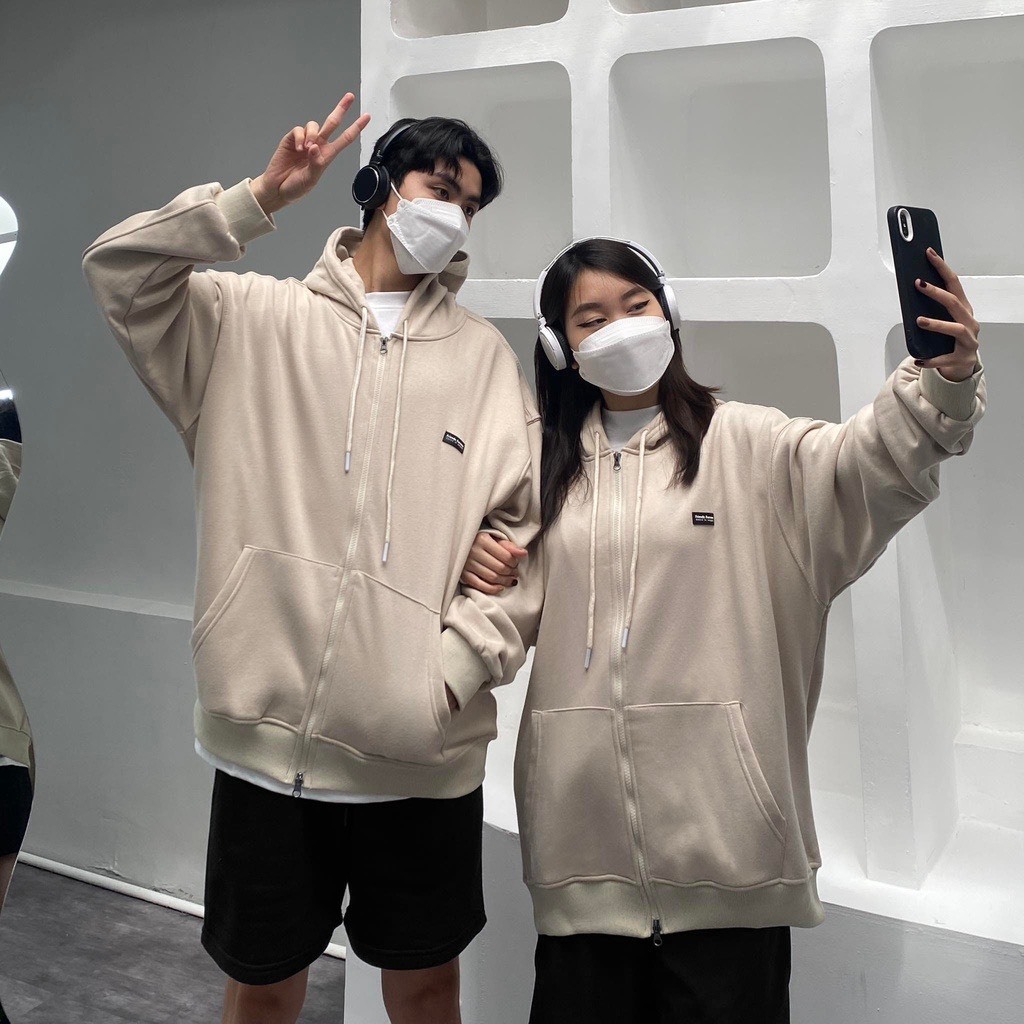 Áo khoác nỉ hoodie dáng rộng unisex nam nữ mặc đôi thêu nổi WZS KIMII 919 P9K9