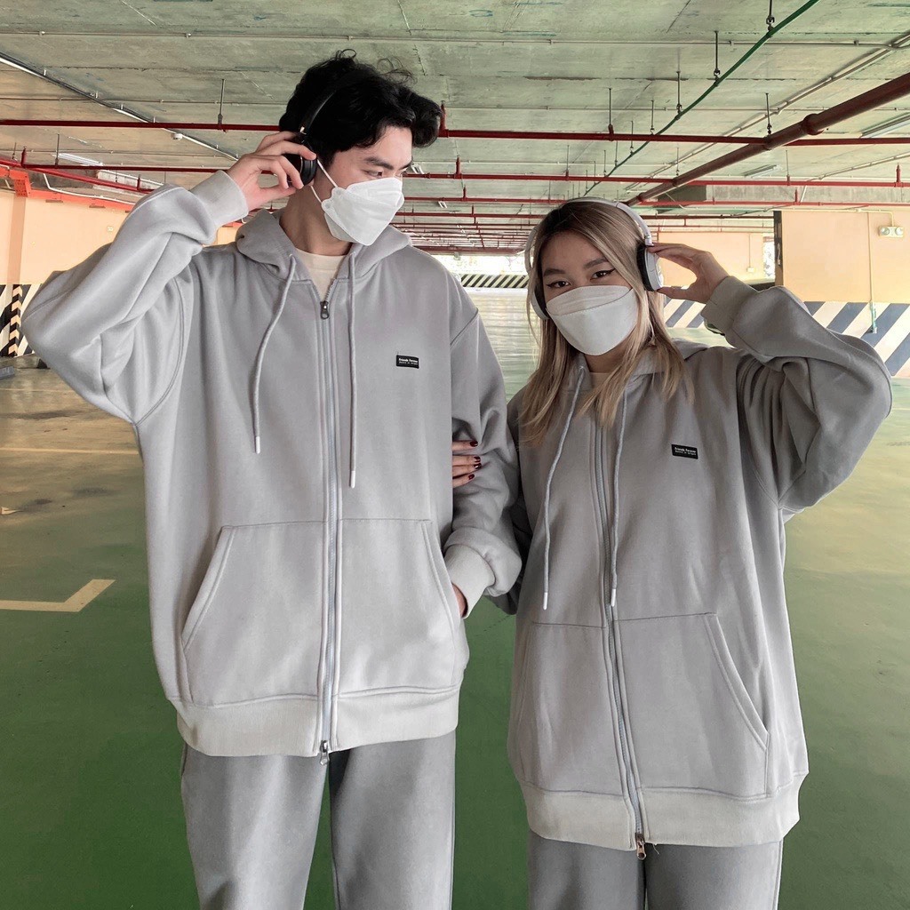 Áo khoác nỉ hoodie dáng rộng unisex nam nữ mặc đôi thêu nổi WZS KIMII 919 P9K9