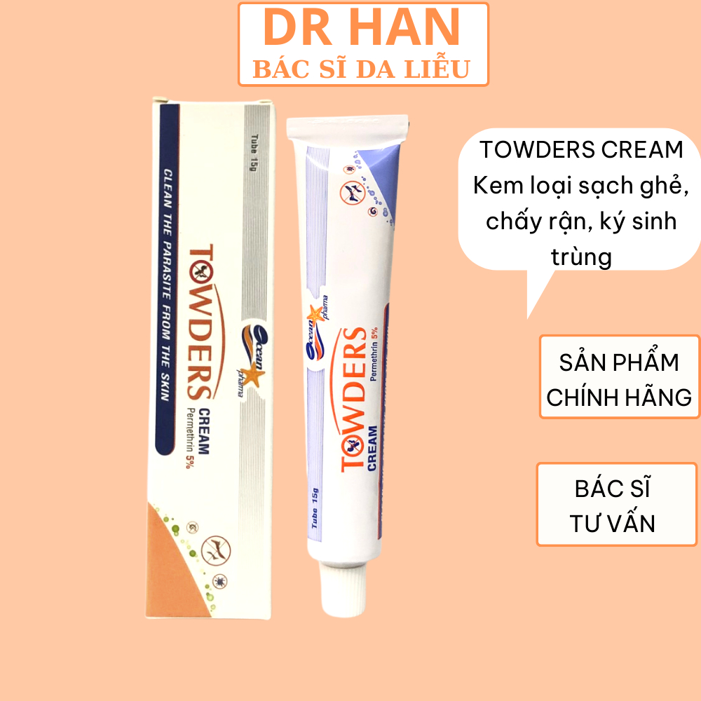 Towders cream kem bôi ghẻ, loại bỏ các loại ký sinh trùng, rận mu 15g