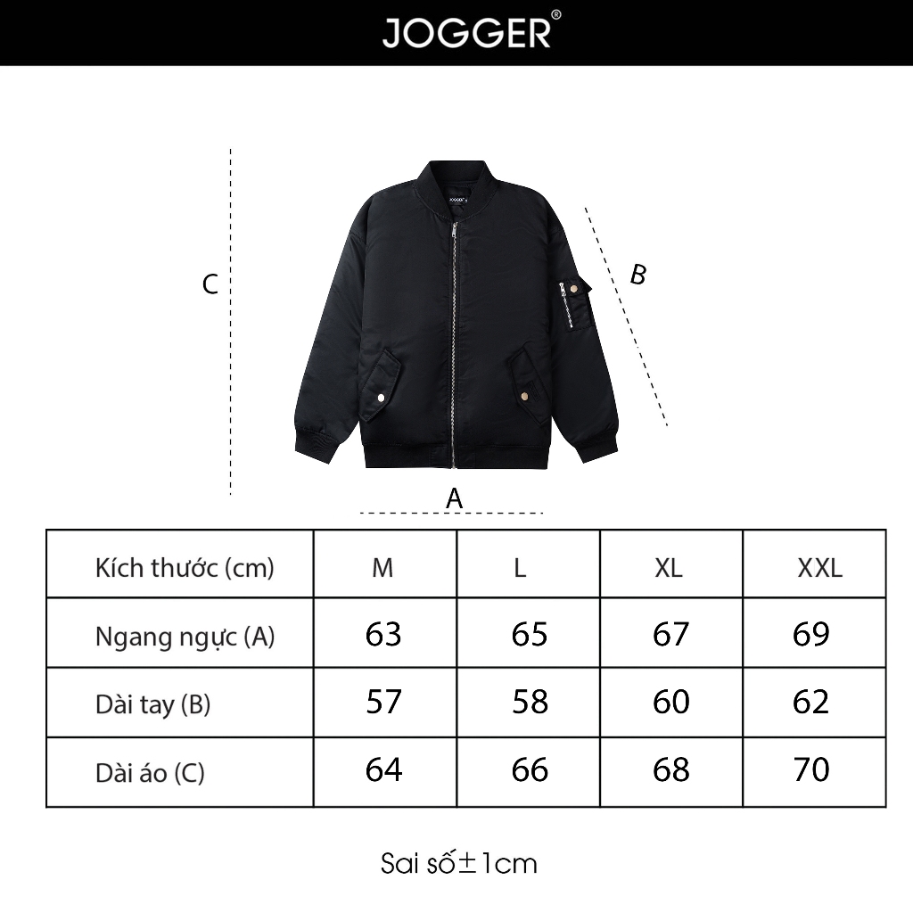 Áo Khoác Bomber JOGGER Chần Bông 3 Lớp JOGGER Unisex nam nữ