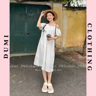 Váy hai dây đũi nhăn kèm đai mặc nhiều kiểu phong cách nhẹ nhàng Hàn Quốc Dumi Clothing