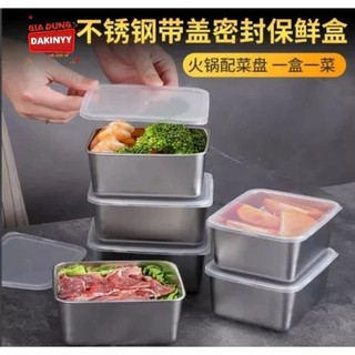 Khay inox có nắp nhựa, hộp đựng thực phẩm inox có nắp
