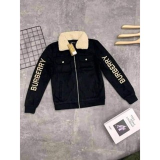 Áo Khoác Nam Da Lộn - Hàng Lot Lông - Tay Thêu Burberry