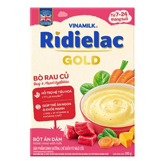 BỘT ĂN DẶM RIDIELAC GOLD BÒ RAU CỦ - HỘP GIẤY 200G