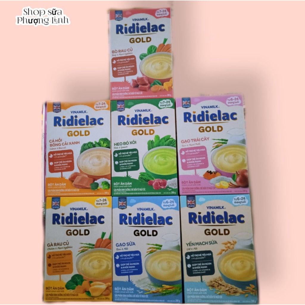 BỘT ĂN DẶM RIDIELAC GOLD - HỘP GIẤY 200G Đủ vị