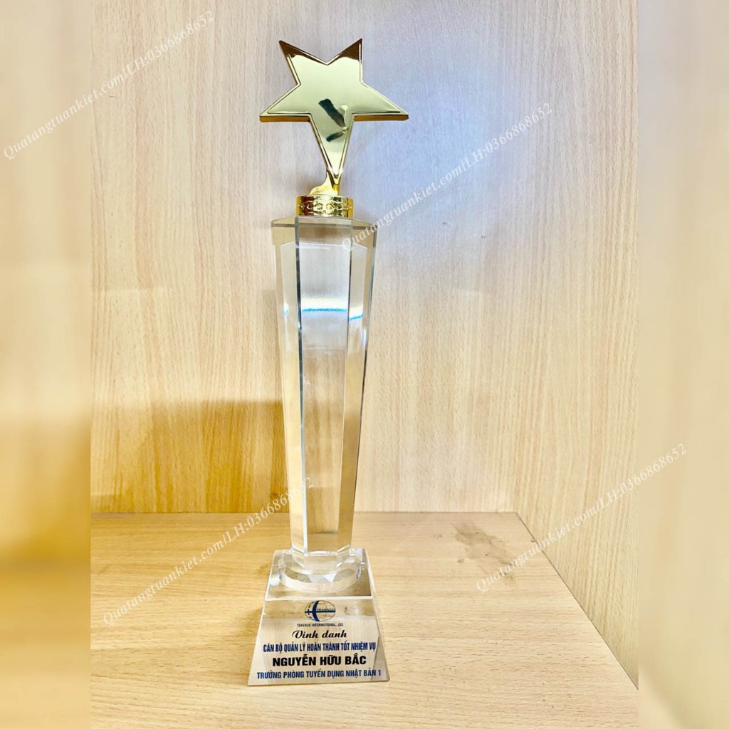 Cúp Pha Lê Sao Đơn Mạ Vàng