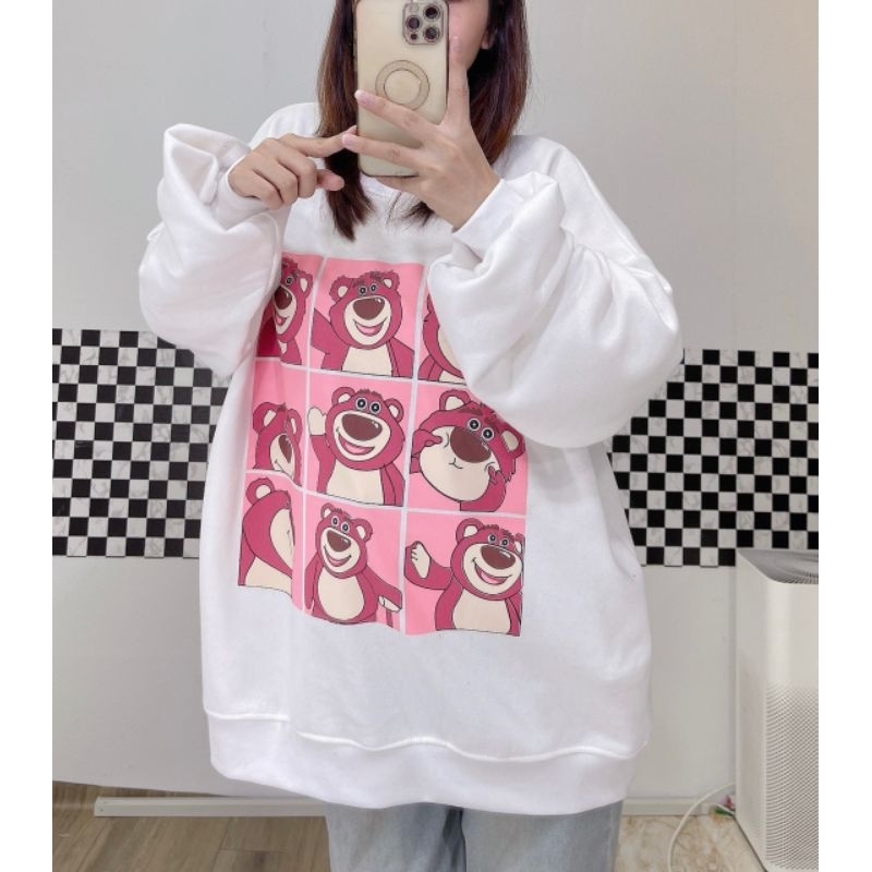 ÁO HOODIE ĐEN GẤU DÂU DỄ THƯƠNG FROM RỘNG FREESIZE