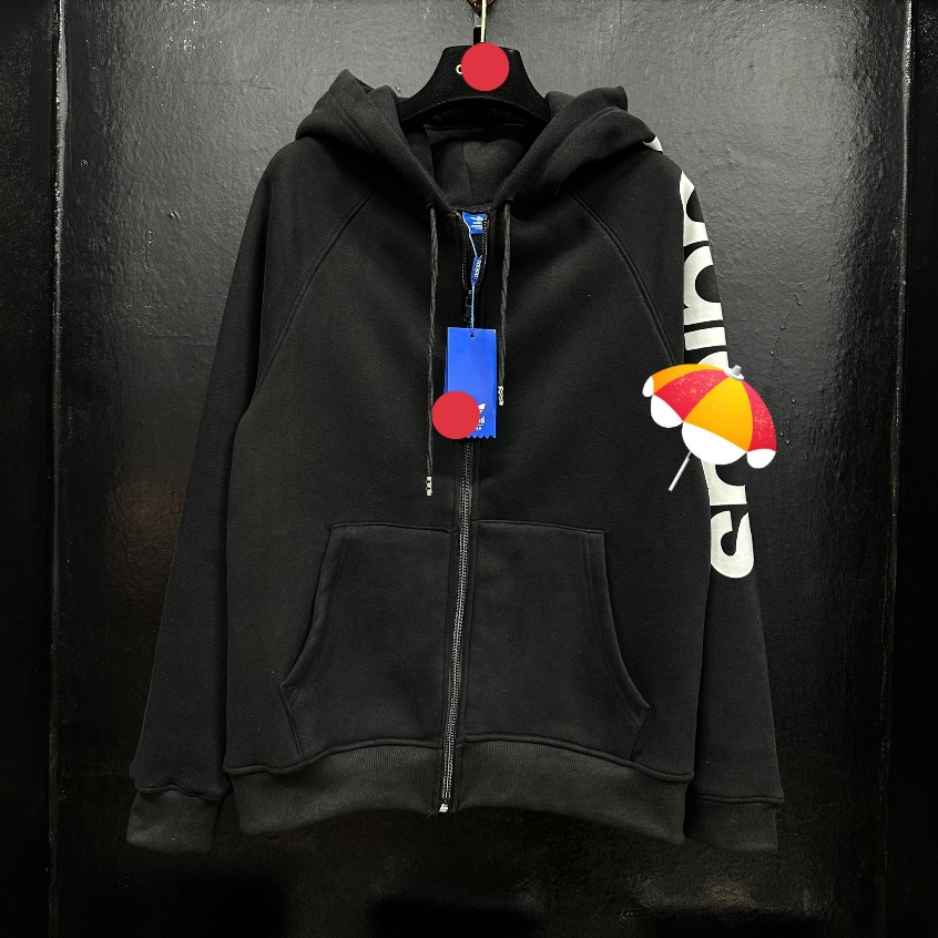 Áo Khoác Hoodie Nam Nữ A Di Đát Họa Tiết In Sọc Cánh Tay_ Áo Hoodie Zip Nam A Đi Đát Chất Nỉ Bông Cao Cấp