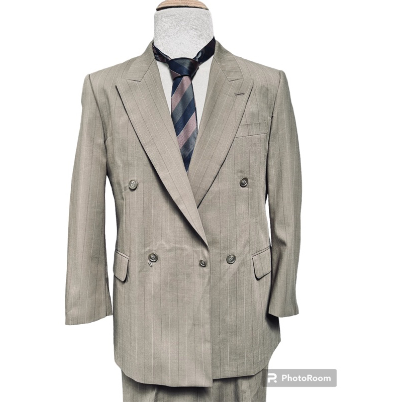 ❣️Set Vest Bộ Nam Vintage Hè Thu -Nâu Cà Phê Sữa sọc dọc ~1m70  Lỗi Lai Dính Mực Hình Cuối 2hands