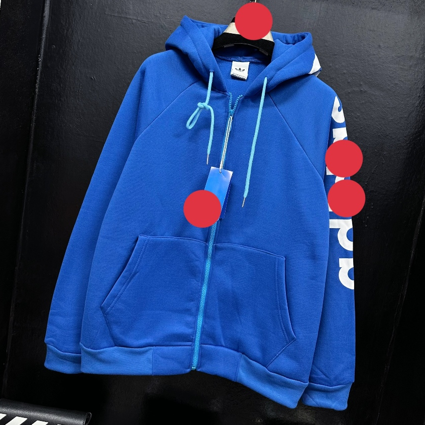 Áo Khoác Hoodie Nam Nữ A Di Đát Họa Tiết In Sọc Cánh Tay_ Áo Hoodie Zip Nam A Đi Đát Chất Nỉ Bông Cao Cấp