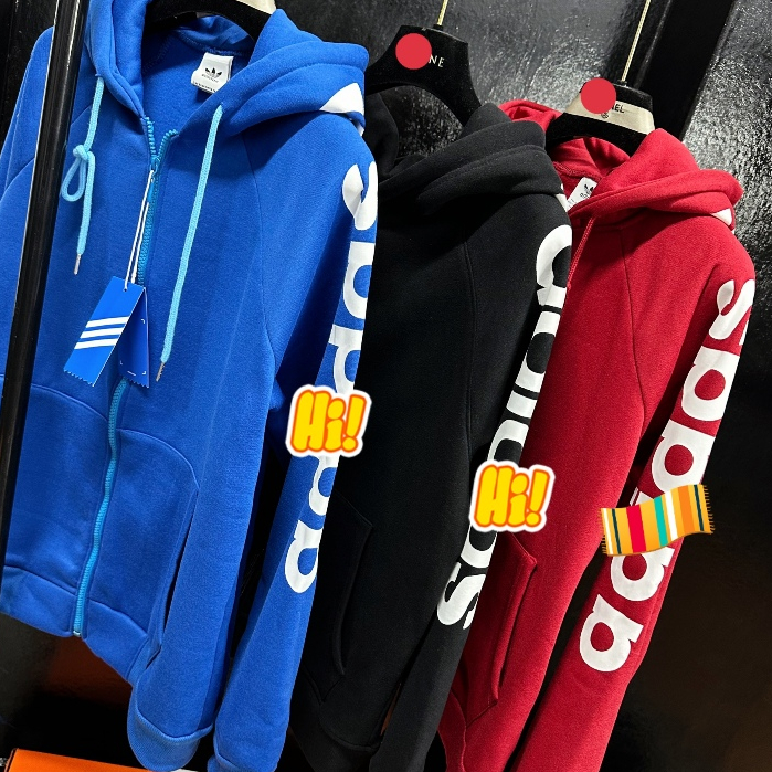 Áo Khoác Hoodie Nam Nữ A Di Đát Họa Tiết In Sọc Cánh Tay_ Áo Hoodie Zip Nam A Đi Đát Chất Nỉ Bông Cao Cấp