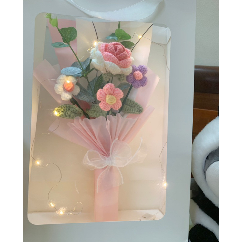 Bó hoa len Handmade làm quà tặng dịp lễ. decor, trang trí phòng