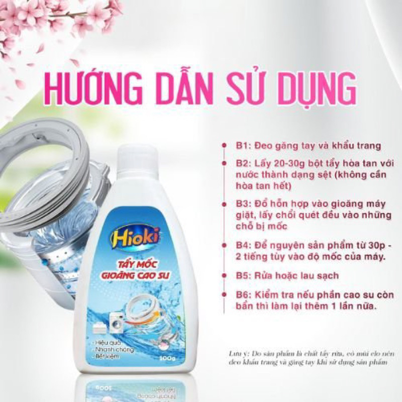 Combo tẩy lồng máy giặt HIOKI 300g + tẩy gioăng cao su  100g