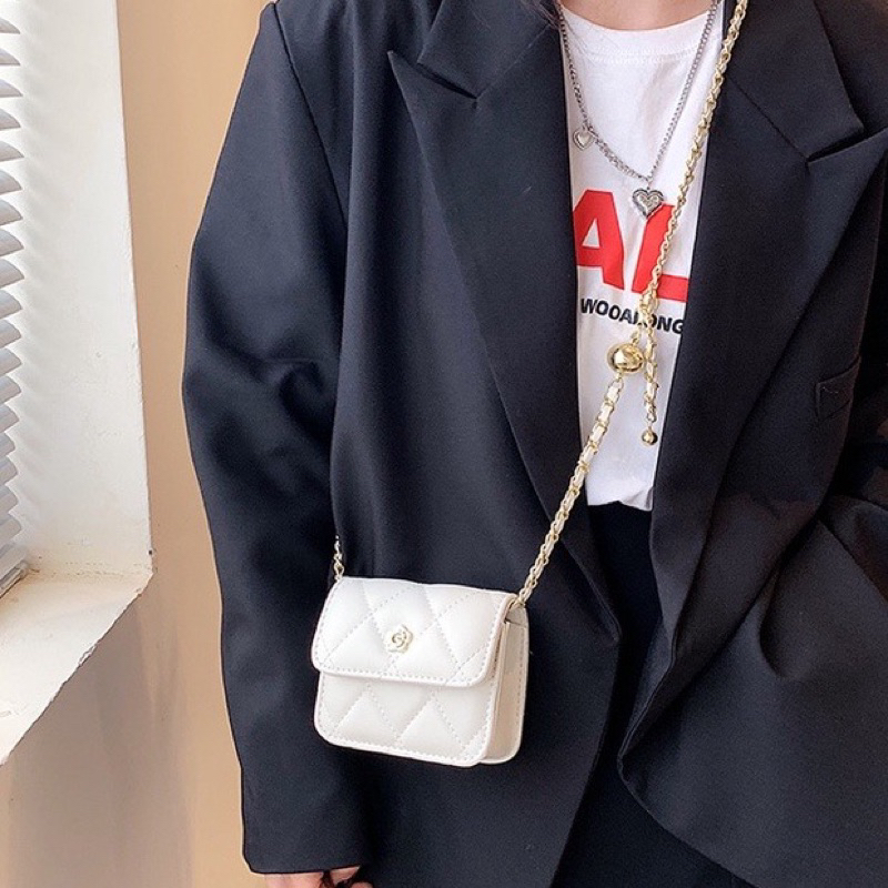 Túi Mini Túi Xách Nữ Đeo Chéo Thêu Phối Hoa Xinh Xắn Thời Trang QG Store