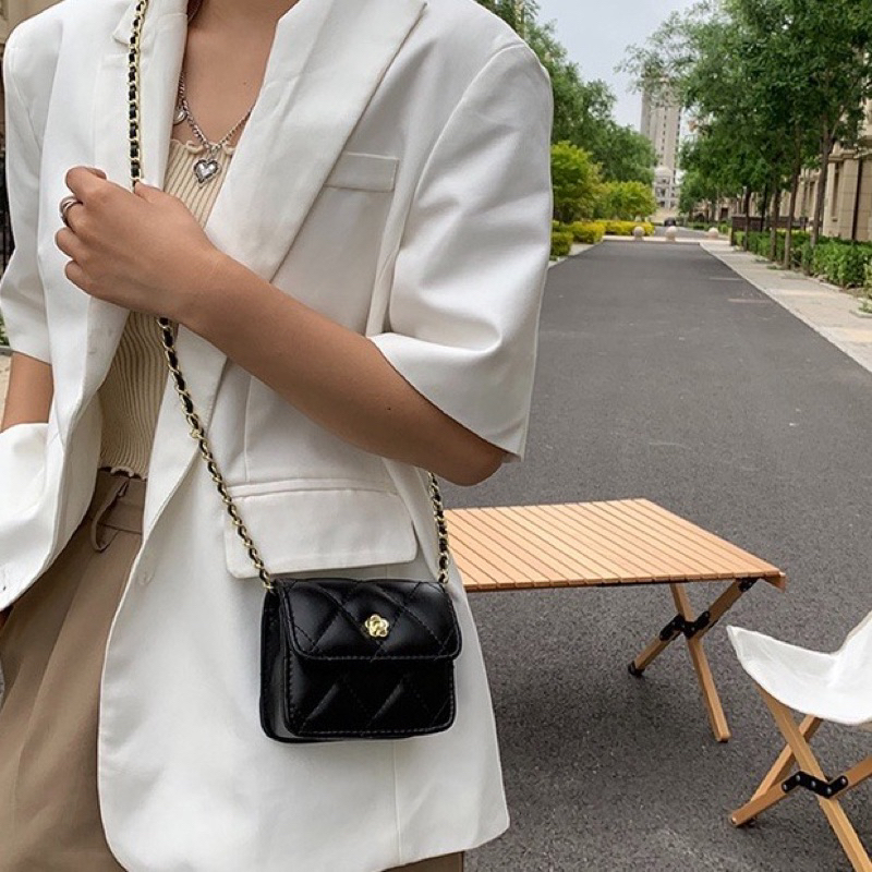 Túi Mini Túi Xách Nữ Đeo Chéo Thêu Phối Hoa Xinh Xắn Thời Trang QG Store