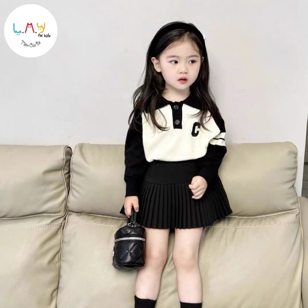 Set váy len chữ C cho bé gái