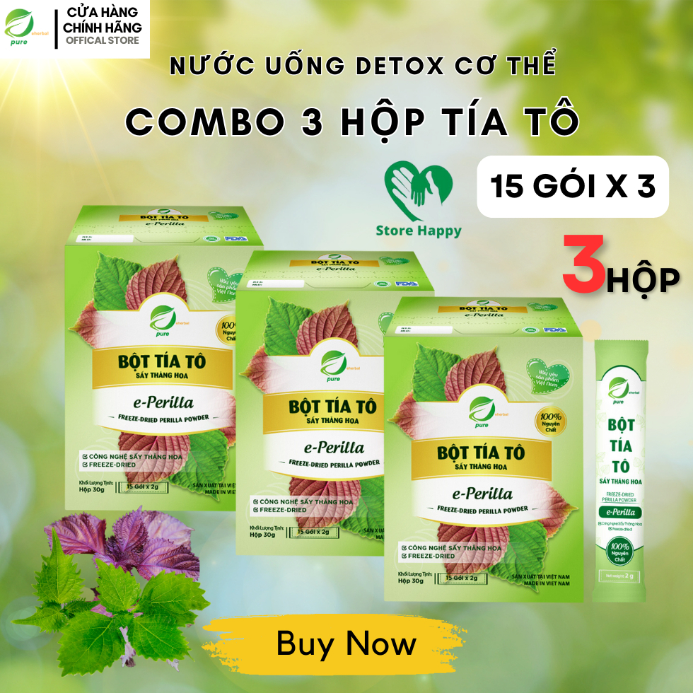 DETOX 3 IN 1 Rau má ,Diếp cá ,Tía tô Sấy Thăng Hoa Eherbal – Nguyên chất 100% cho làn da sáng đẹp, chống lão hóa