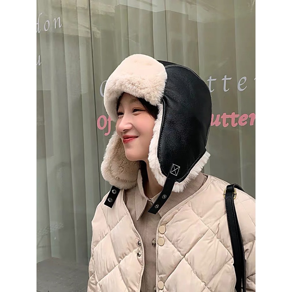 MŨ NÓN PHI CÔNG CHẤT DA LÓT LÔNG MỊN VÀNH NÓN VÀ BÊN TRONG ẤM ÁP