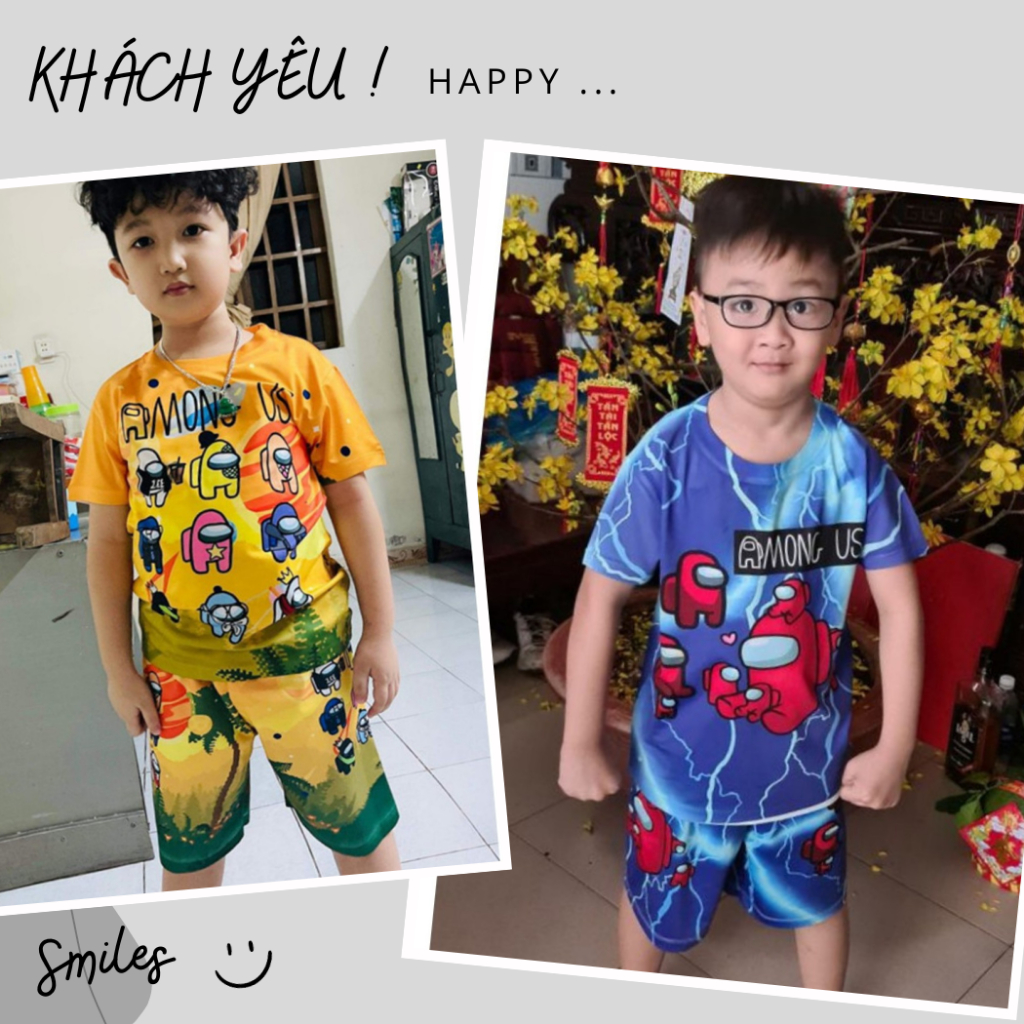 Bộ đồ cho bé, đồ bộ sát nách thun lạnh bé trai in 3D hình Among Us size đại từ 10 - 50kg