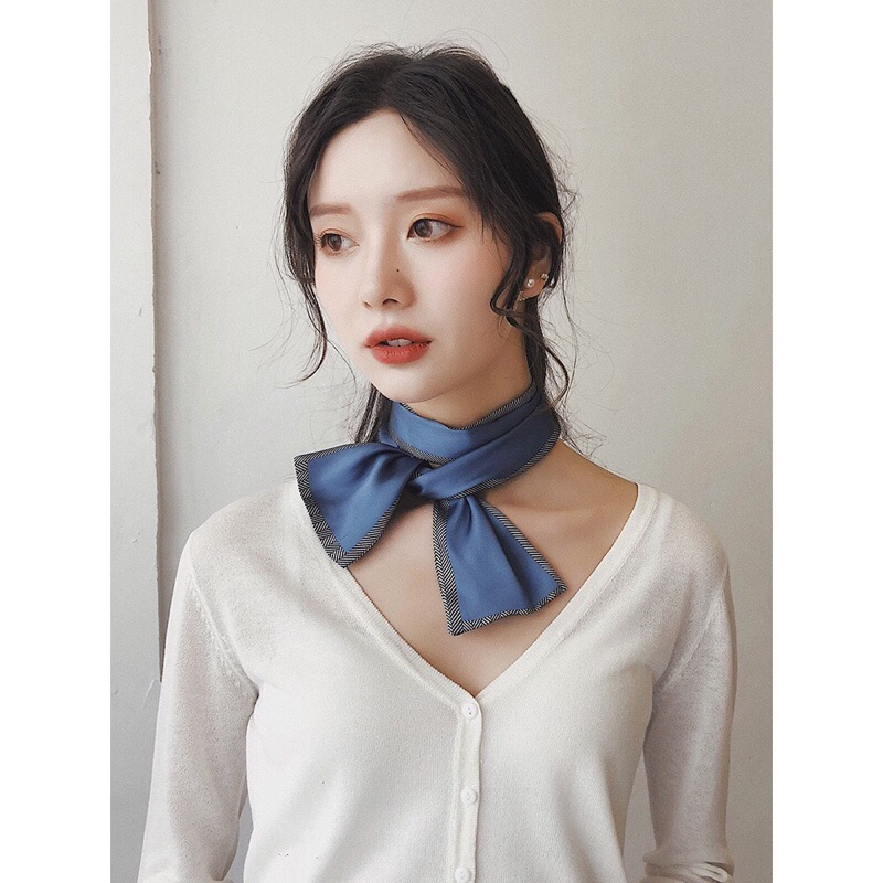 🎀Khăn lụa satin 9*98cm thắt nơ xinh xắn