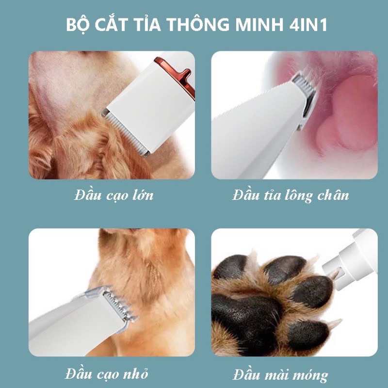Tông đơ 4 in 1 cho chó, tông đơ 4 trong 1 cho chó mèo, tông đơ cạo lông, cạo bàn, mài móng chó mèo