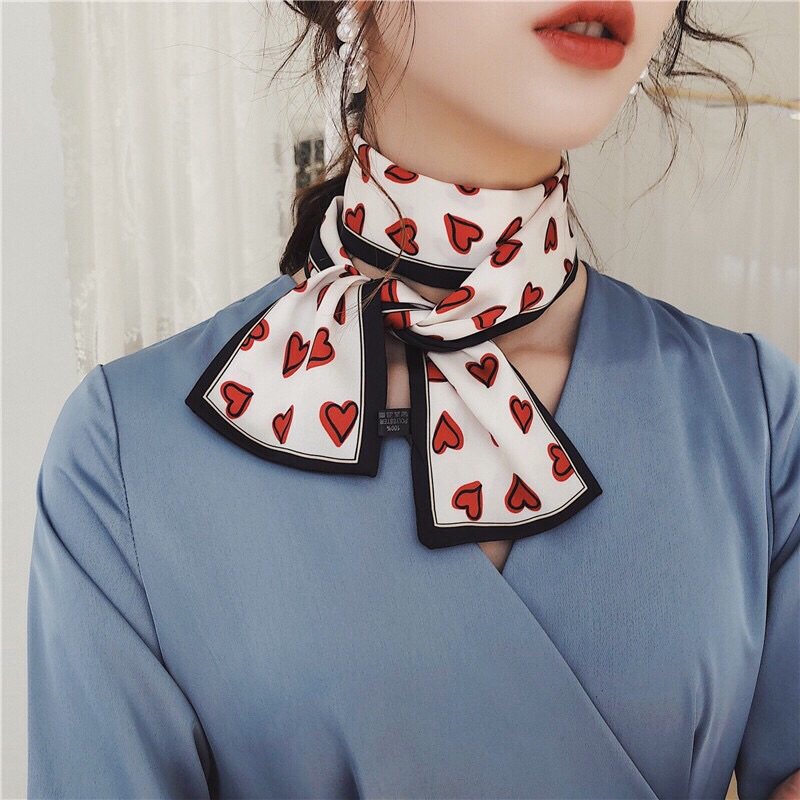 🎀Khăn lụa satin 9*98cm thắt nơ xinh xắn