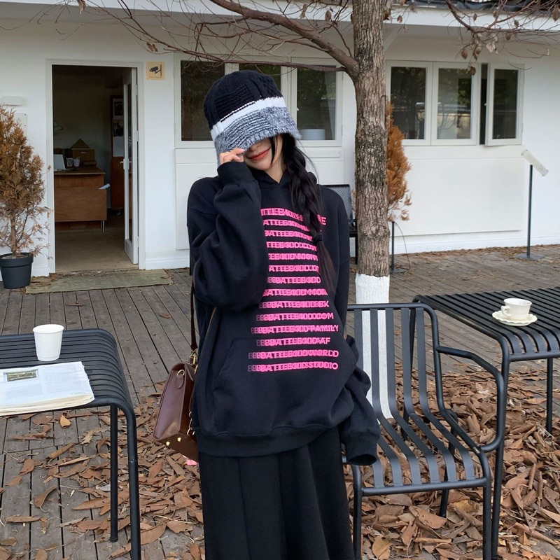 Áo hoodie classic in chữ form rộng chất nỉ ngoại cotton dày,lớp nhung cừu bên trong oversize STRESSOUT