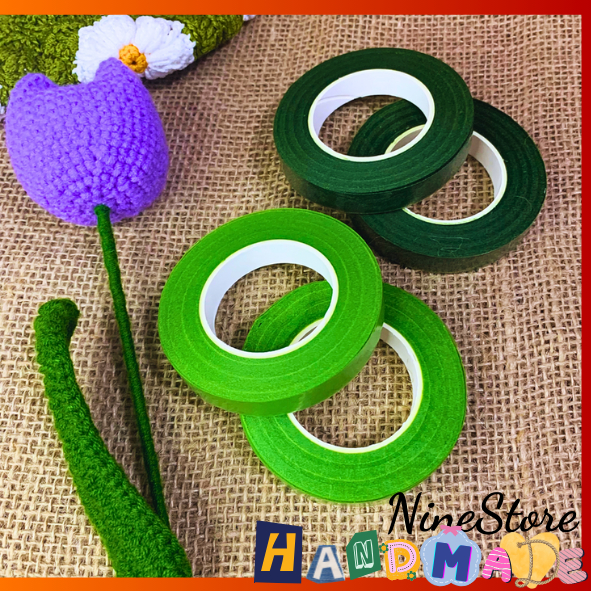 Cuộn keo sáp màu xanh lá đậm, xanh lá nhạt, cuộn keo sáp quấn thân cây làm thủ công_Nine Store