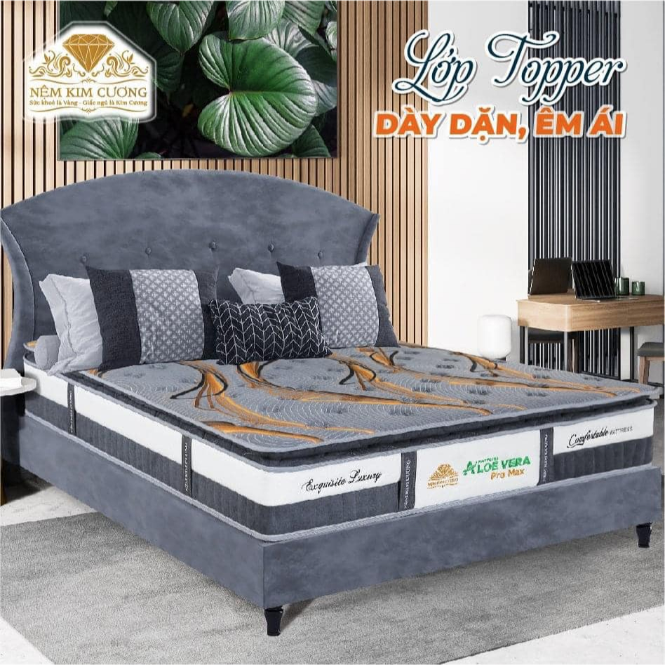 Đệm lò xo Kim Cương Aloe Vera Pro Max dày 28cm