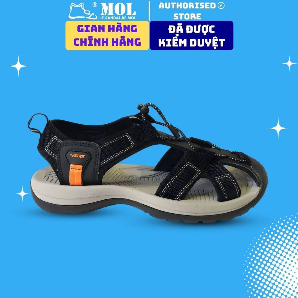 Sandal nam Vento bít mũi NV7606B màu đen có big size 44 45