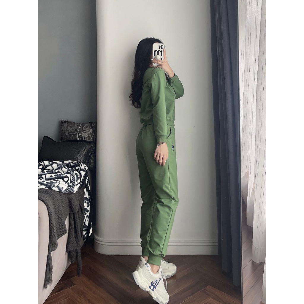 BỘ NỈ DA CÁ GẤU WHOU MÀU XANH RÊU