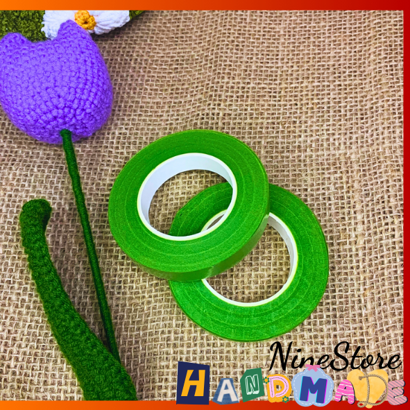 Cuộn keo sáp màu xanh lá đậm, xanh lá nhạt, cuộn keo sáp quấn thân cây làm thủ công_Nine Store