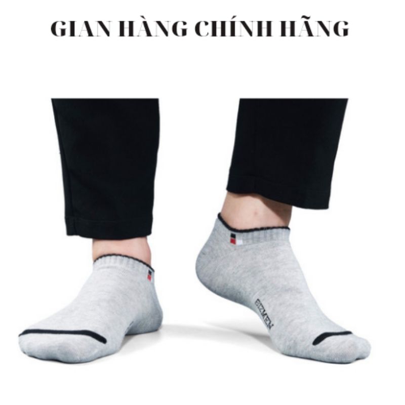 Tất Nam Cổ Ngắn BIZMEN CSP-05 Sợi Cotton Cao Cấp Kháng Khuẩn Khử Mùi Màu Đen Ghi Và Trắng
