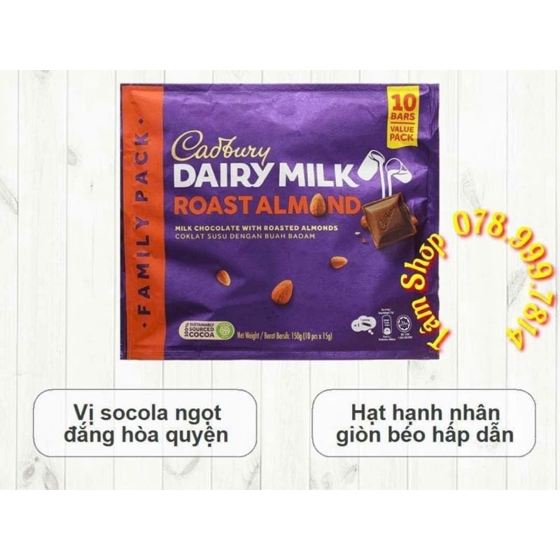 SOCOLA SỮA HẠNH NHÂN 𝗖𝝖𝗗𝝗𝗨𝗥𝝪 𝐃𝐀𝐈𝐑𝐘 𝐌𝐈𝐋𝐊 𝗥𝗢𝗔𝗦𝗧 𝗔𝗟𝝡𝝤𝗡𝗗  - NHẬP KHẨU 𝝡𝗔𝗟𝗔𝝪𝗦𝗜𝗔