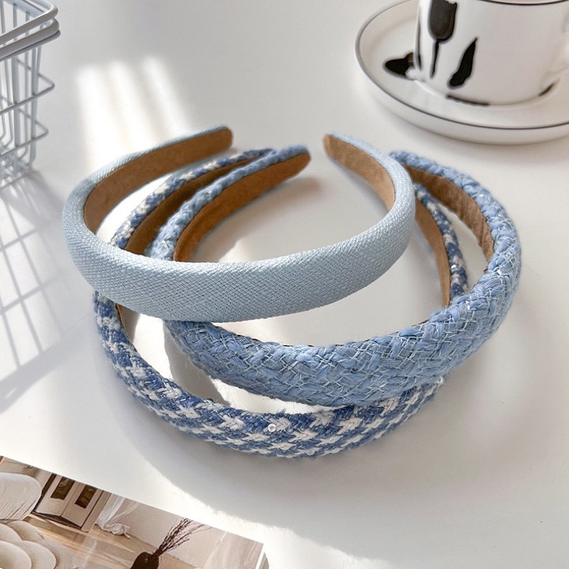 CX09 cài tóc xốp nữ cài mấn tóc tông xanh dương trắng vải Tweet thu đông