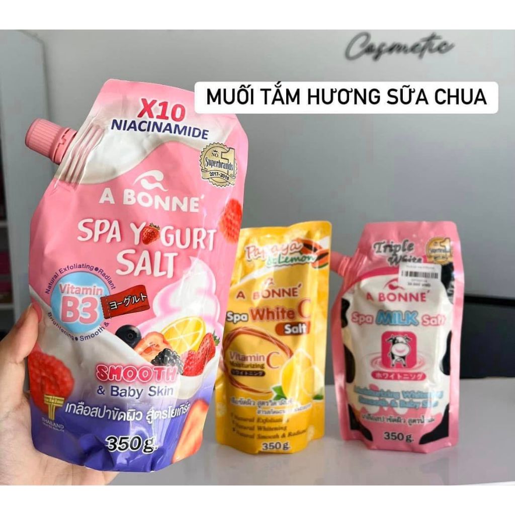 _Muối tắm trắng da sữa chua hoa quả