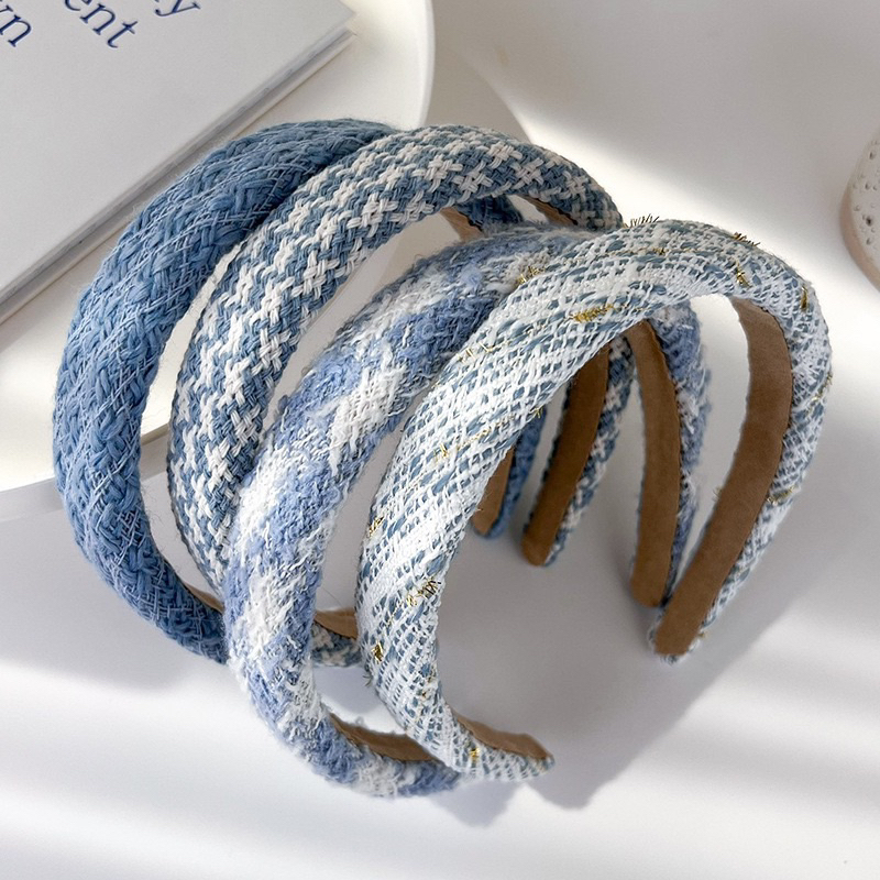 CX09 cài tóc xốp nữ cài mấn tóc tông xanh dương trắng vải Tweet thu đông