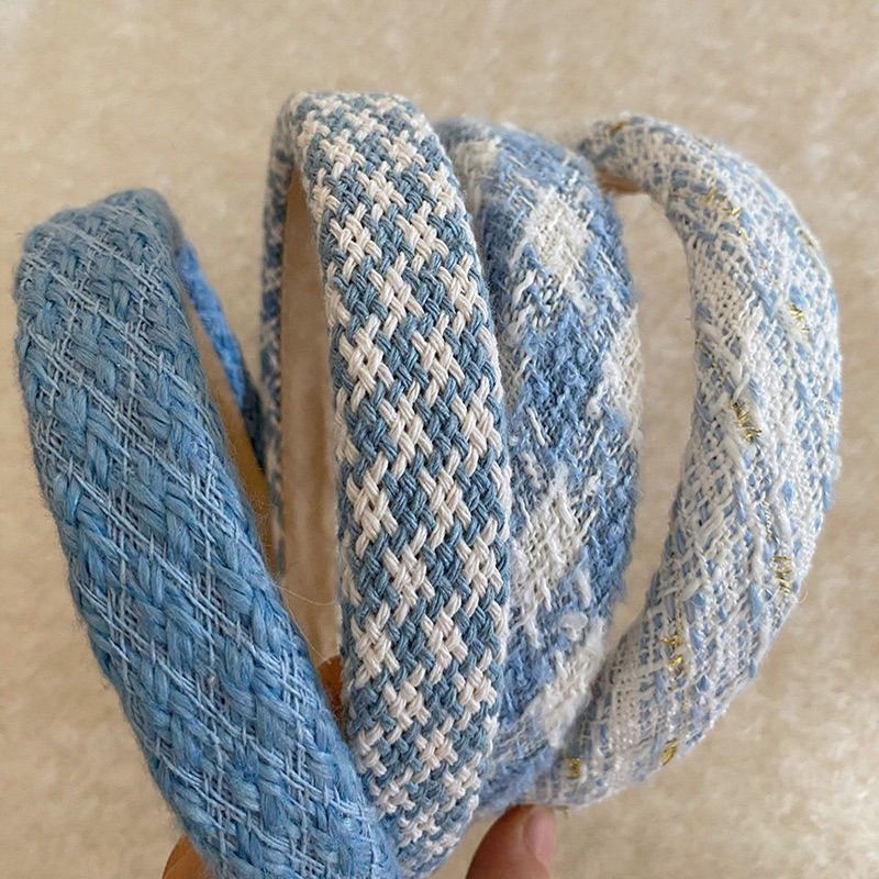 CX09 cài tóc xốp nữ cài mấn tóc tông xanh dương trắng vải Tweet thu đông