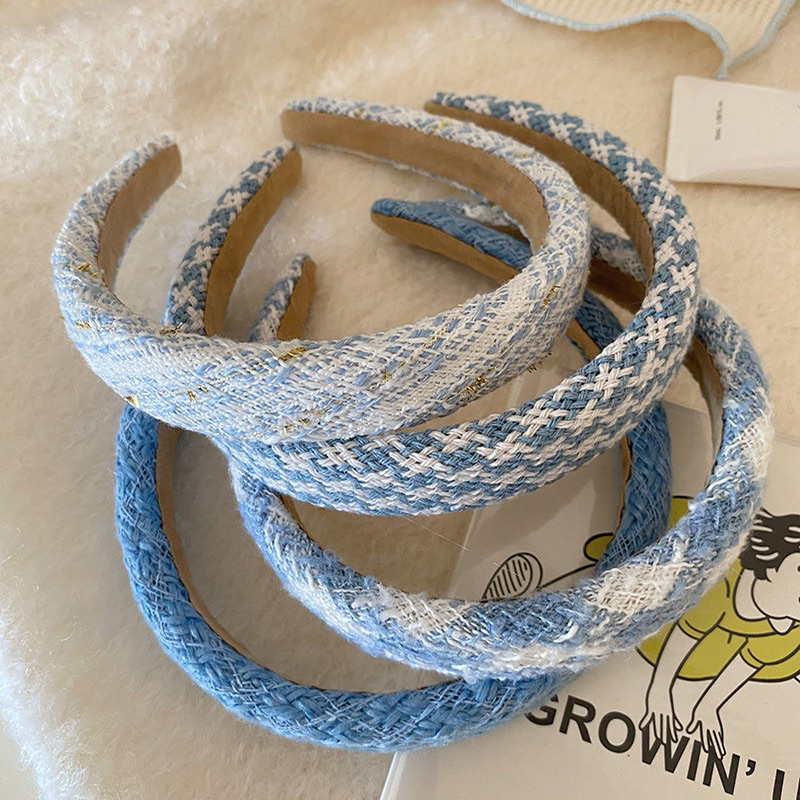 CX09 cài tóc xốp nữ cài mấn tóc tông xanh dương trắng vải Tweet thu đông