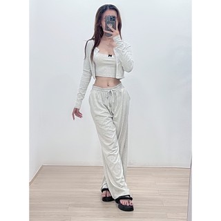  Áo Viền Đính Nơ Kèm Quần Suông Ống Rộng Borib Cotton By.Billy