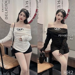 Áo thun zip tay dài phối kiểu cá tính hiện đại 0110