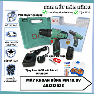Máy khoan dùng pin DCA 10.8V  ADJZ1202E máy khoan siết vít 10.8V kèm theo 2 pin và 1 sạc , đầu khoan tối đa 10mm