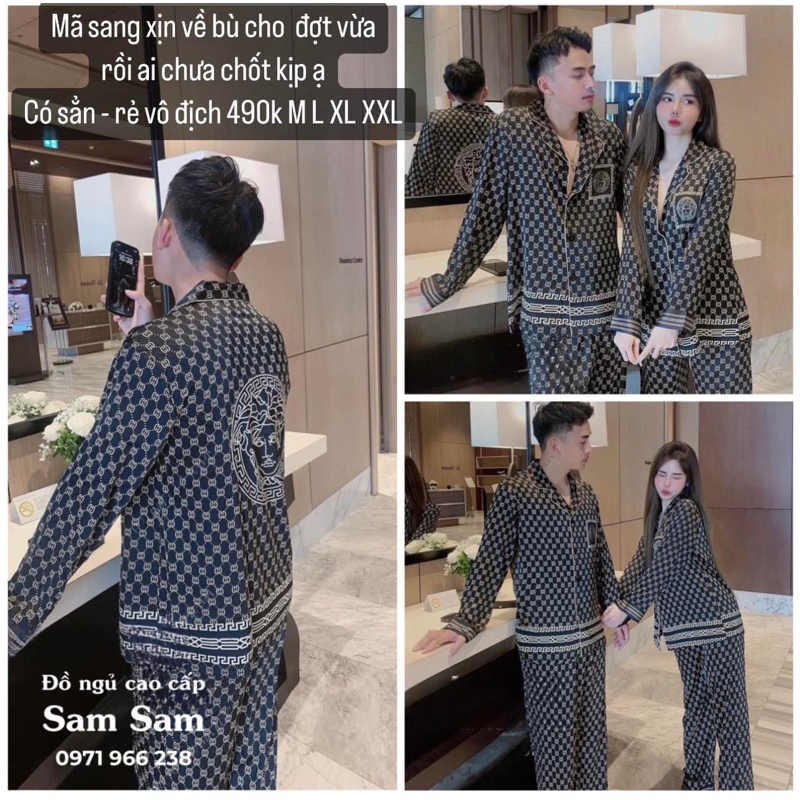 Đồ Bộ Mặc Nhà Pijama Nam Nữ Couple Cộc và Dài Tay Cao Cấp - Đồ Ngủ Lụa Quảng Châu