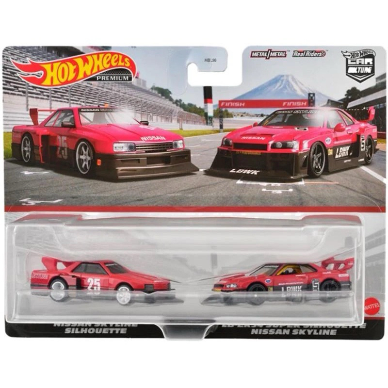 BoonShop Xe Mô Hình Hot Wheels Premium Pack 2 Nissan Skyline Silhouette 25 - LBWK R34 Super