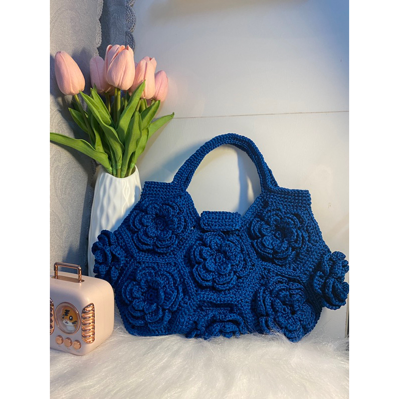Túi xách len sợi dệt/Túi xách handmade/Túi xách hoa bằng len