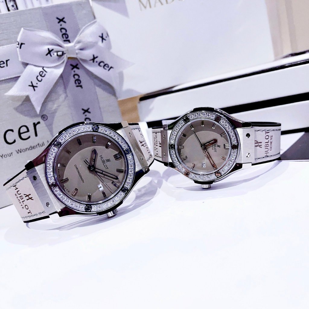 Cặp Đồng Hồ Nữ Đồng Hồ Nam cao cấp mặt xám da lộn Nữ 34mm,Nam 38/42mm máy Nhật